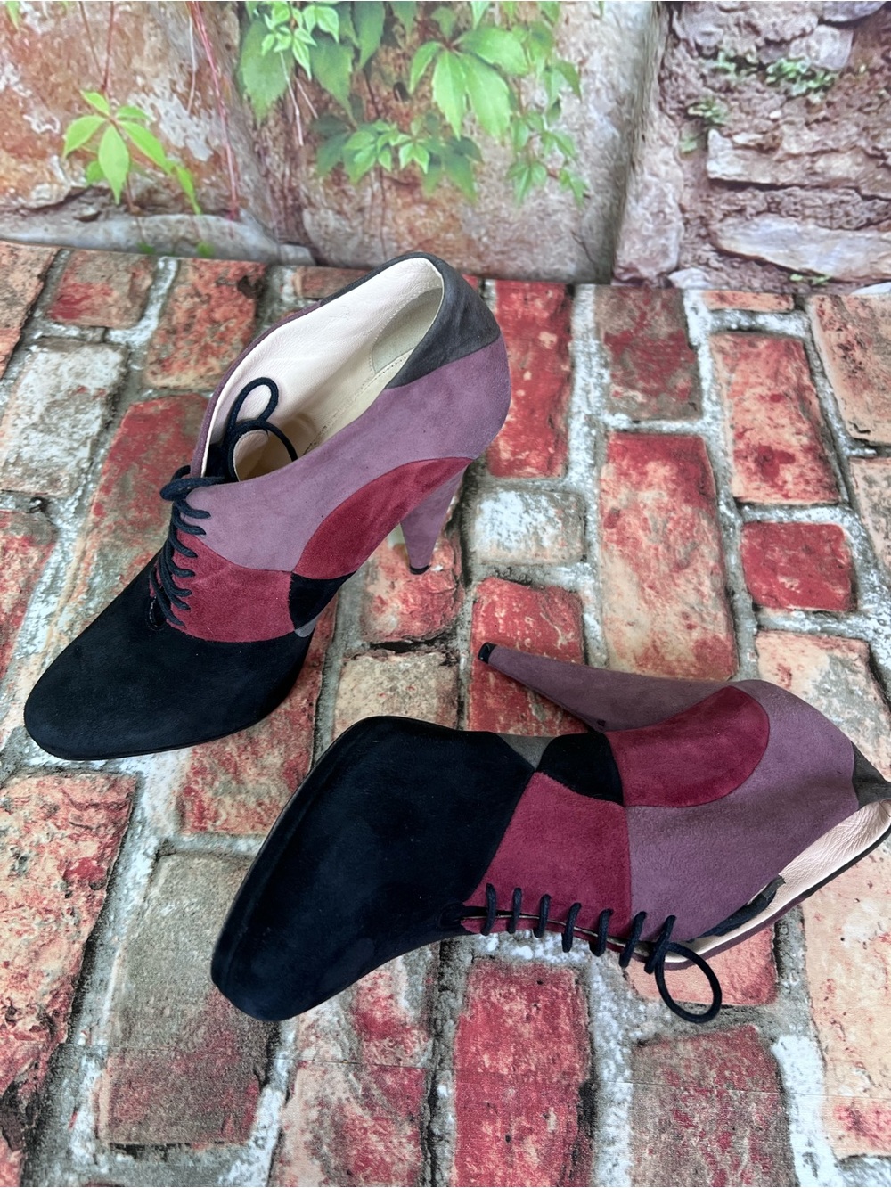 PRADA Italian Made Suede Lace-Up Color Block Luxury Platform Oxfords, 37.5 - Picture 4 of 16